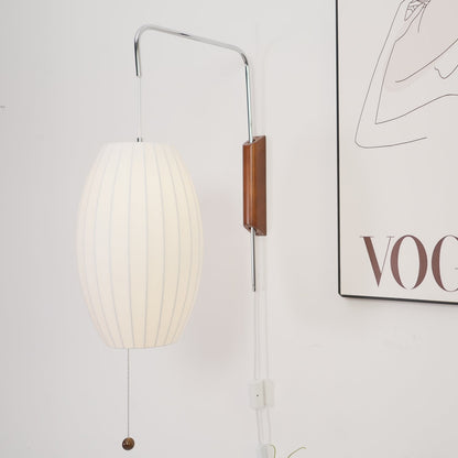 Nelson Wall Sconce | White Polymer & Walnut | Midcentury Design