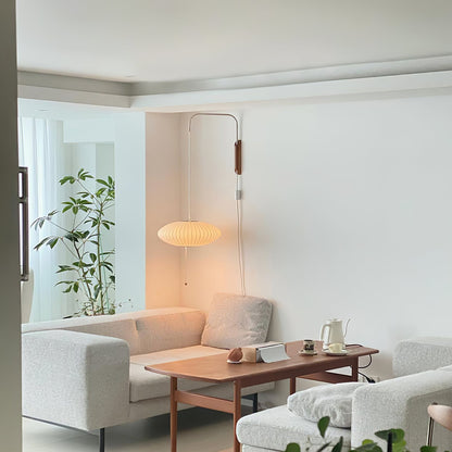 Nelson Wall Sconce | White Polymer & Walnut | Midcentury Design