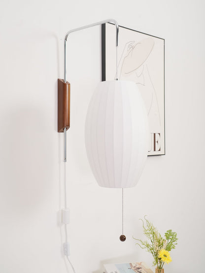 Nelson Wall Sconce | White Polymer & Walnut | Midcentury Design