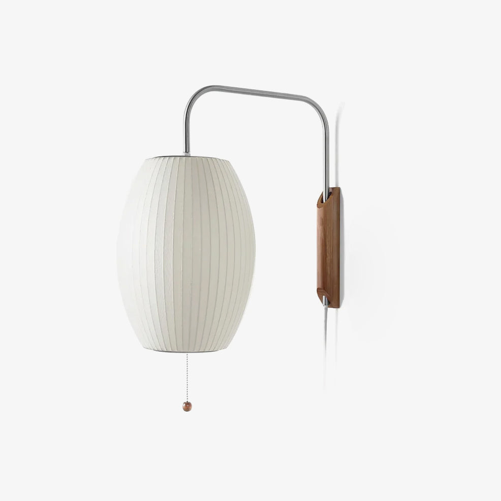 Nelson Wall Sconce | White Polymer & Walnut | Midcentury Design