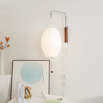 Nelson Wall Sconce | White Polymer & Walnut | Midcentury Design