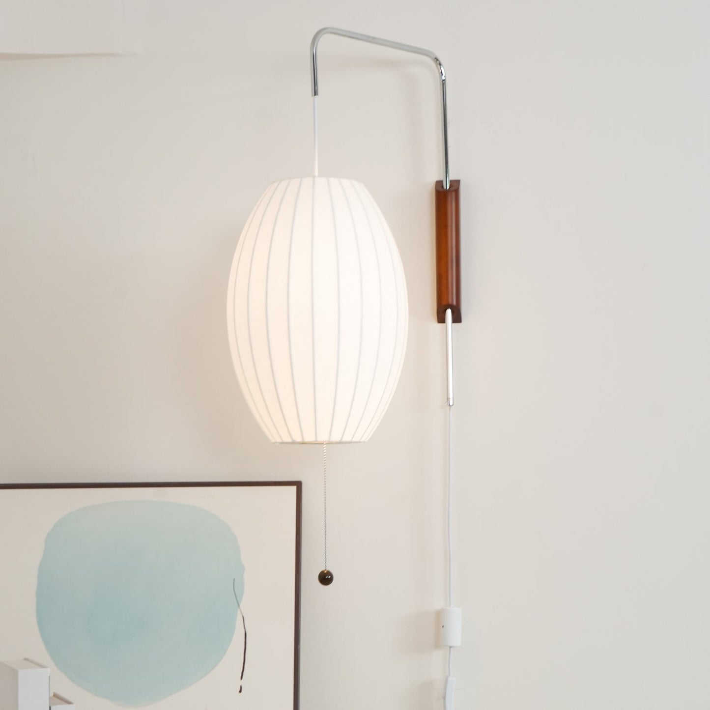 Nelson Wall Sconce | White Polymer & Walnut | Midcentury Design