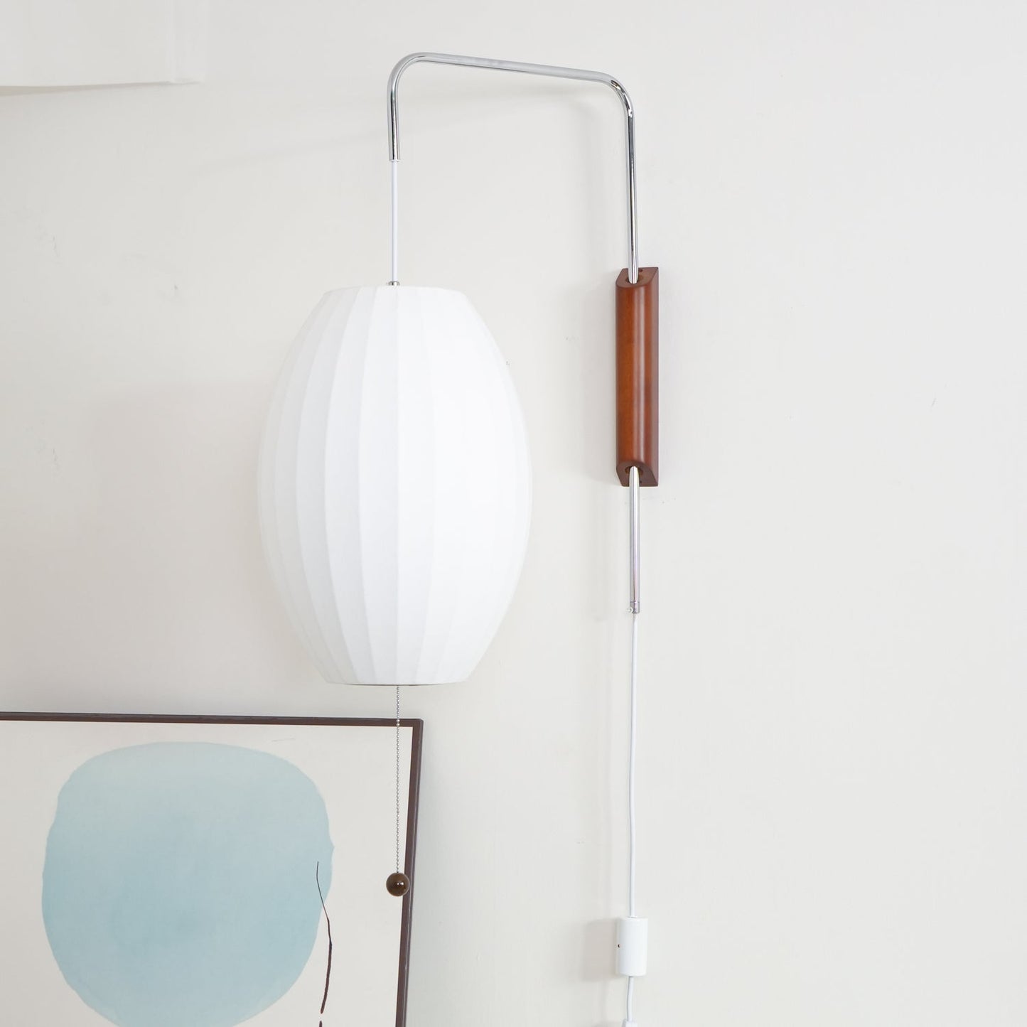 Nelson Wall Sconce | White Polymer & Walnut | Midcentury Design