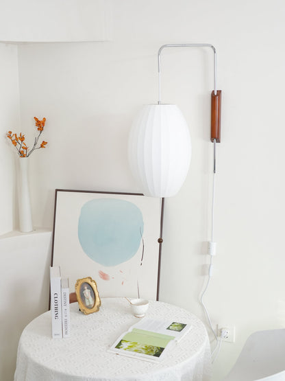 Nelson Wall Sconce | White Polymer & Walnut | Midcentury Design