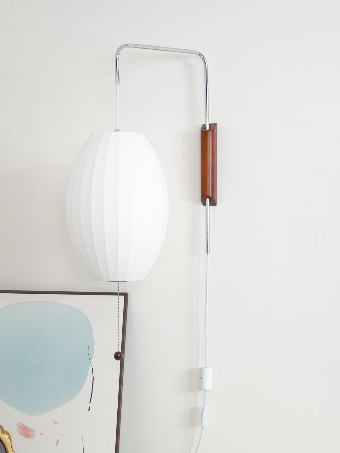 Nelson Wall Sconce | White Polymer & Walnut | Midcentury Design