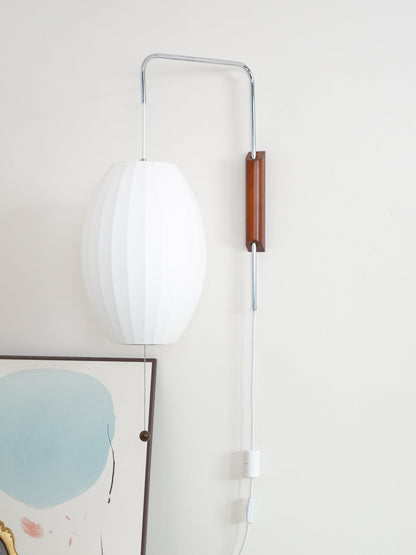 Nelson Wall Sconce | White Polymer & Walnut | Midcentury Design