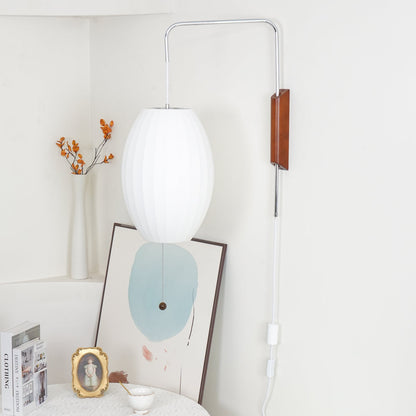Nelson Wall Sconce | White Polymer & Walnut | Midcentury Design