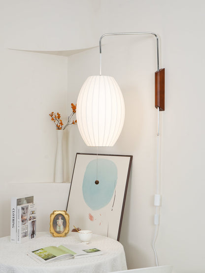 Nelson Wall Sconce | White Polymer & Walnut | Midcentury Design