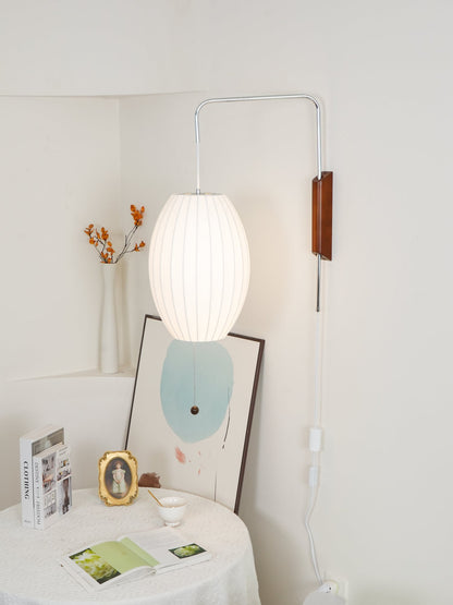 Nelson Wall Sconce | White Polymer & Walnut | Midcentury Design