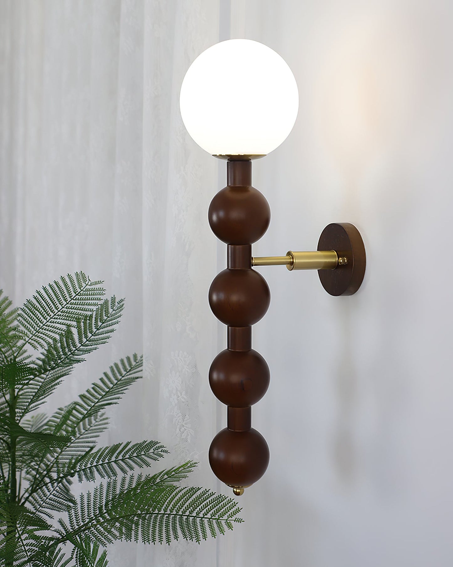 Bubbly Wall Lamp | Wooden & Glass | Walnut & Black