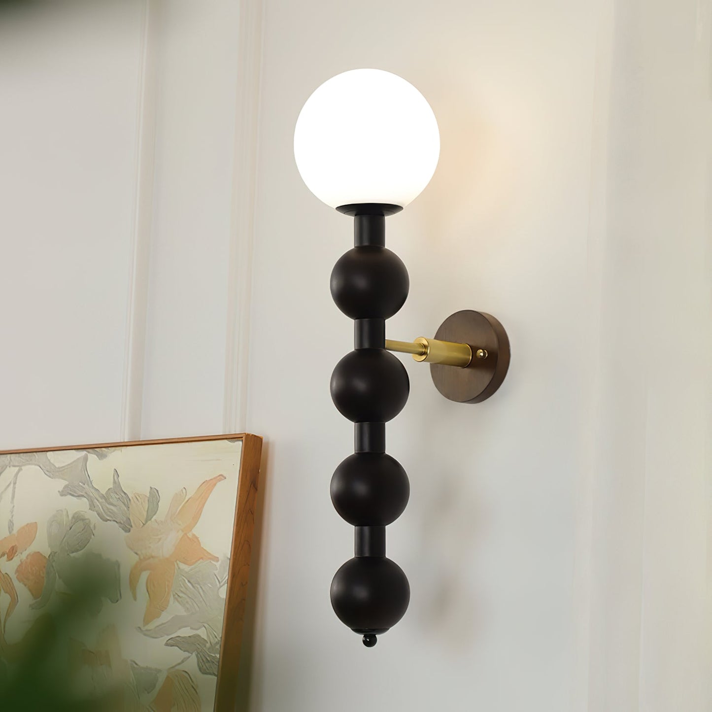 Bubbly Wall Lamp | Wooden & Glass | Walnut & Black