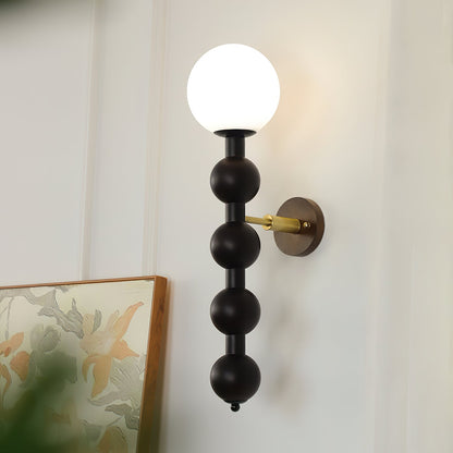 Bubbly Wall Lamp | Wooden & Glass | Walnut & Black