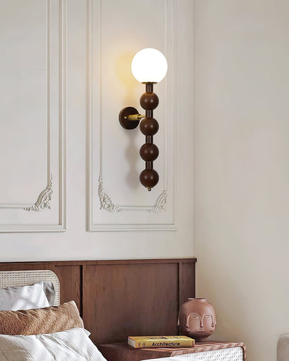 Bubbly Wall Lamp | Wooden & Glass | Walnut & Black