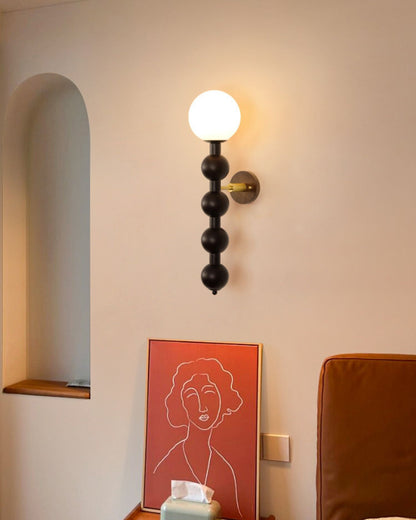 Bubbly Wall Lamp | Wooden & Glass | Walnut & Black