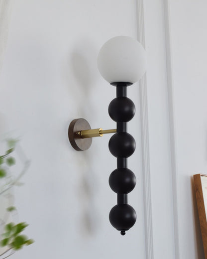 Bubbly Wall Lamp | Wooden & Glass | Walnut & Black
