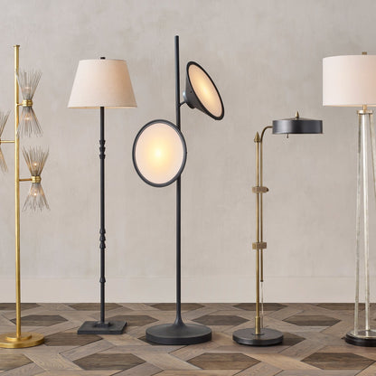Bulat Floor Lamp | Antique Black Metal & Frosted Glass | 152cm Height