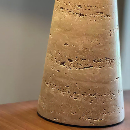 Travertine Table Lamp | Beige Fabric Shade | Modern Design