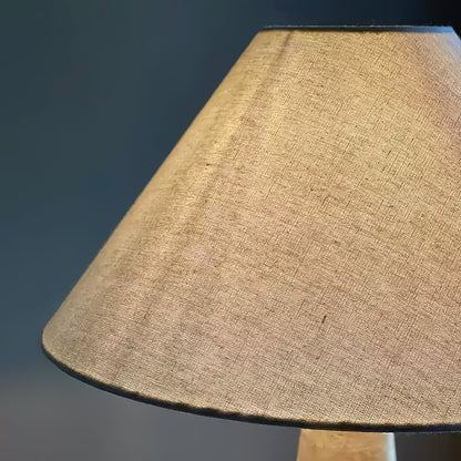 Travertine Table Lamp | Beige Fabric Shade | Modern Design
