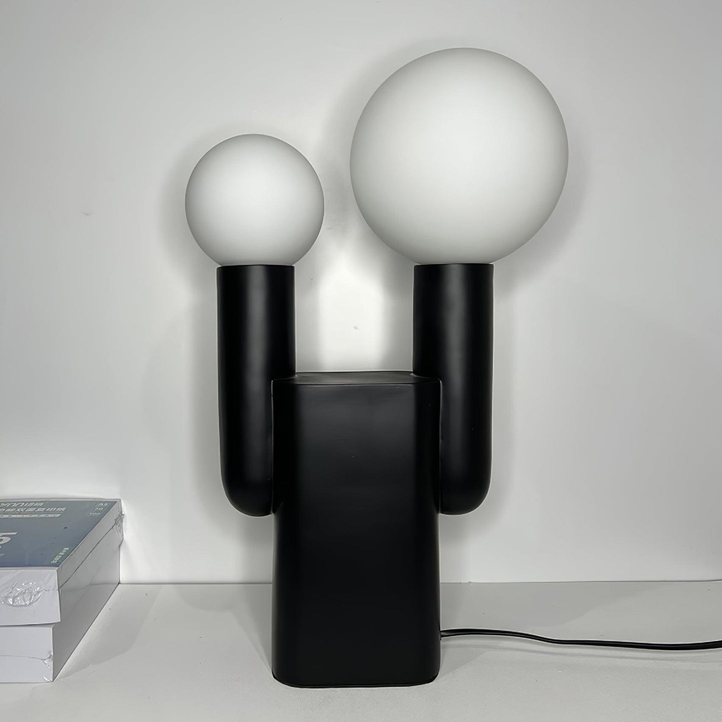 Cactus Table Lamp | Resin & Glass | Black