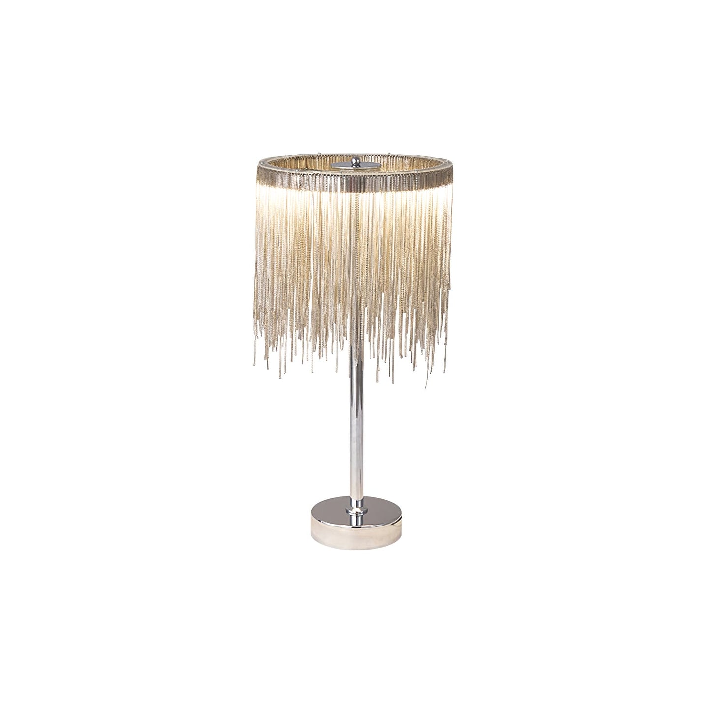 Cadena Tassel Table Lamp | Stainless Steel & Aluminum Chain | Chrome