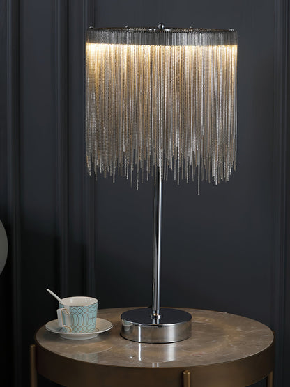 Cadena Tassel Table Lamp | Stainless Steel & Aluminum Chain | Chrome