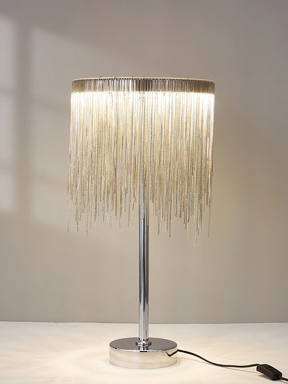 Cadena Tassel Table Lamp | Stainless Steel & Aluminum Chain | Chrome