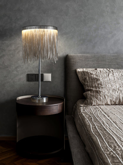 Cadena Tassel Table Lamp | Stainless Steel & Aluminum Chain | Chrome