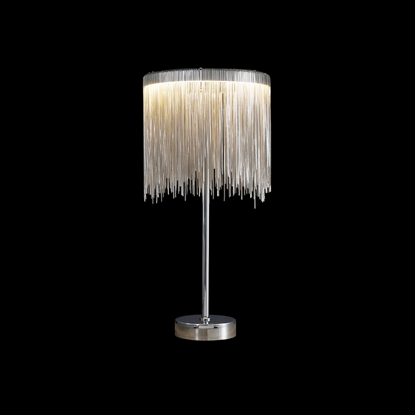 Cadena Tassel Table Lamp | Stainless Steel & Aluminum Chain | Chrome