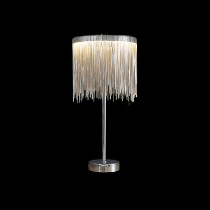 Cadena Tassel Table Lamp | Stainless Steel & Aluminum Chain | Chrome