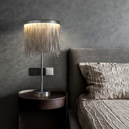 Cadena Tassel Table Lamp | Stainless Steel & Aluminum Chain | Chrome