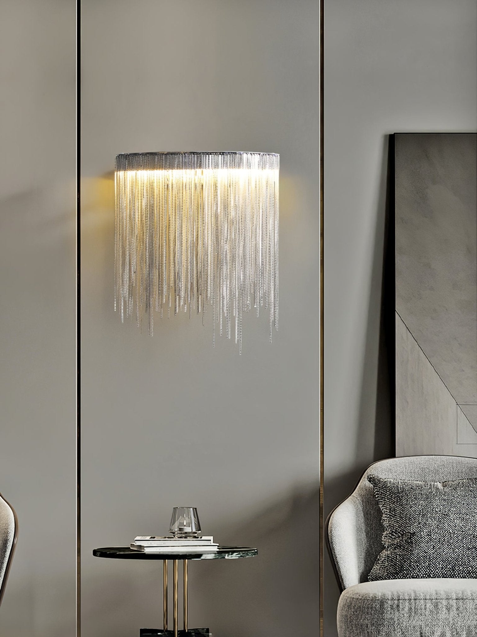 Cadena Tassel Wall Lamp | Metal & Stainless Steel | Gold or Chrome