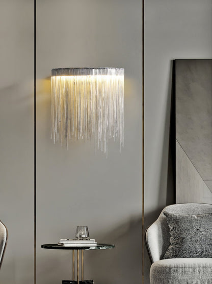 Cadena Tassel Wall Lamp | Metal & Stainless Steel | Gold or Chrome