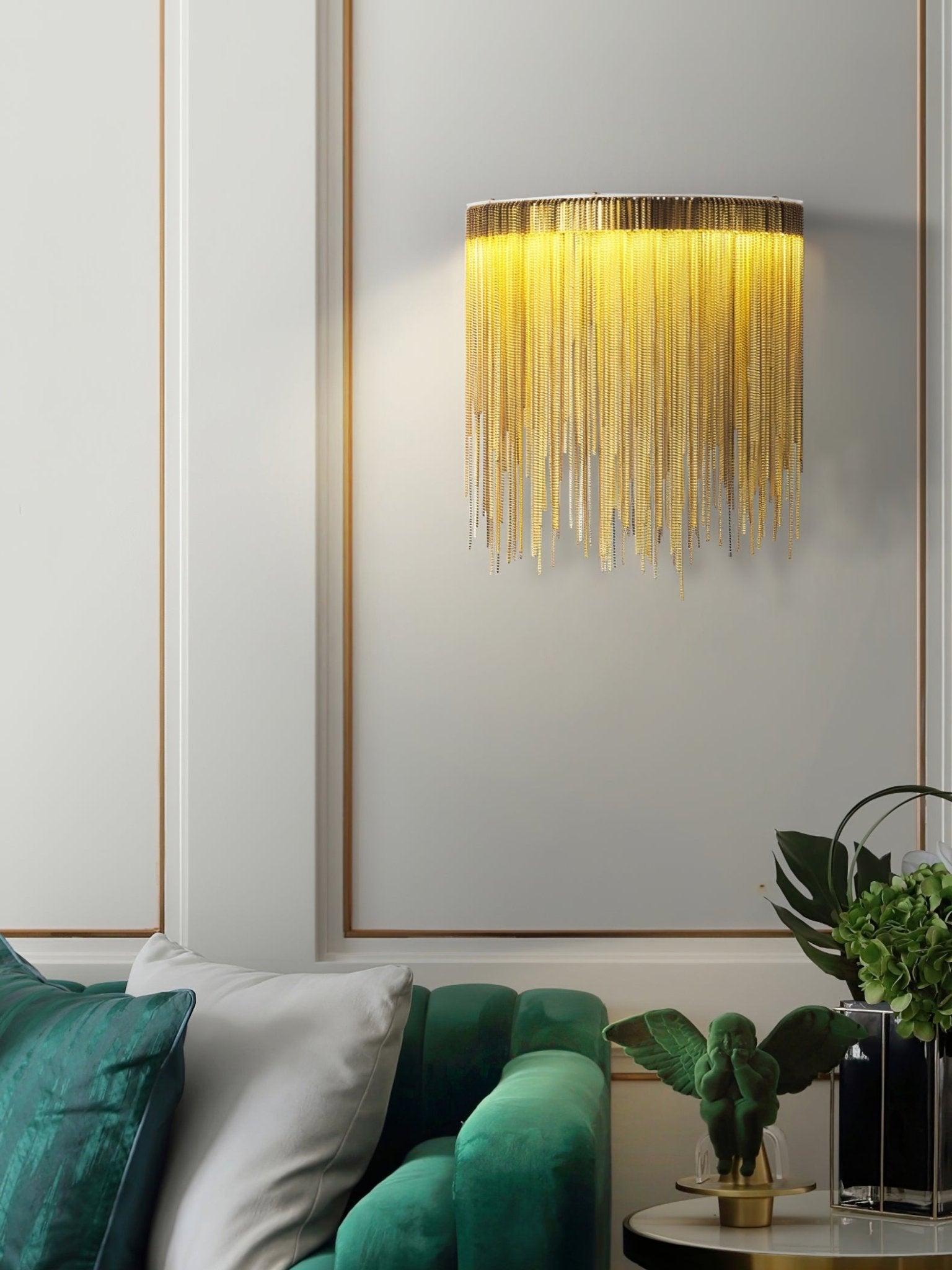 Cadena Tassel Wall Lamp | Metal & Stainless Steel | Gold or Chrome