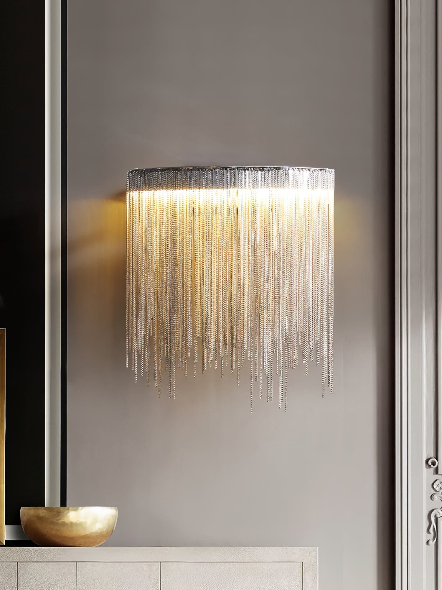 Cadena Tassel Wall Lamp | Metal & Stainless Steel | Gold or Chrome