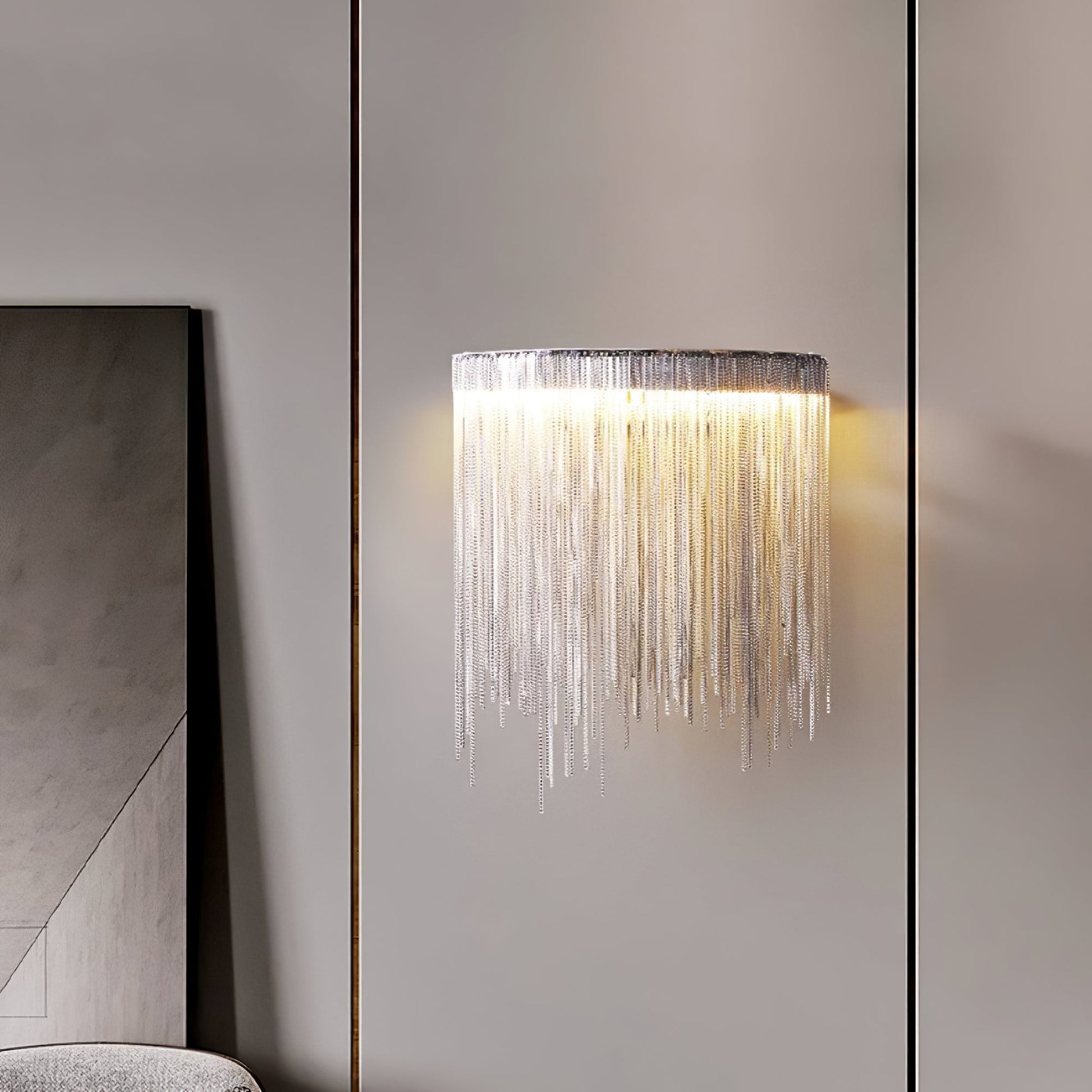 Cadena Tassel Wall Lamp | Metal & Stainless Steel | Gold or Chrome