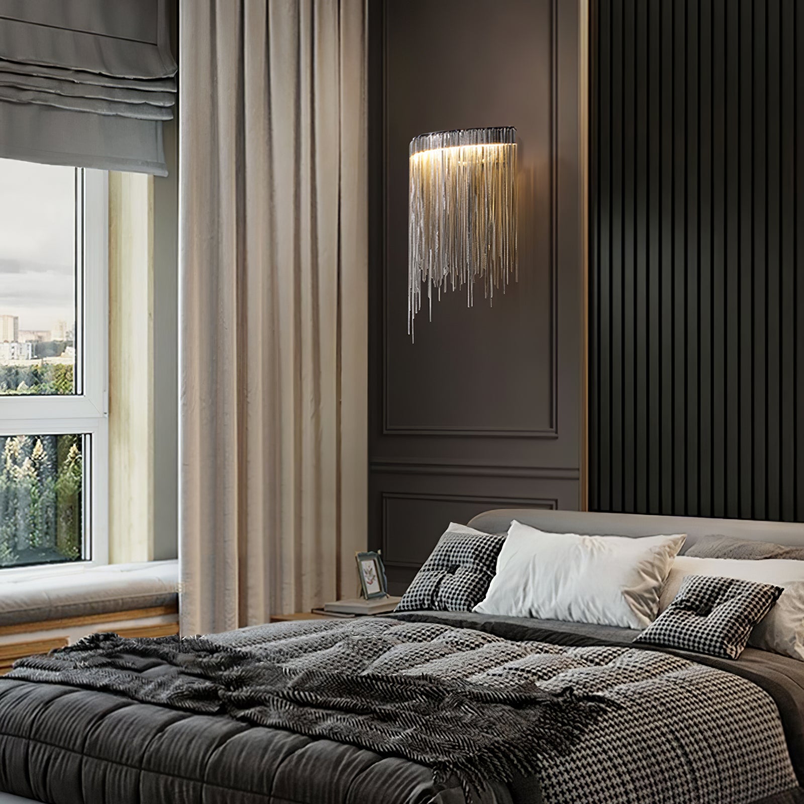 Cadena Tassel Wall Lamp | Metal & Stainless Steel | Gold or Chrome