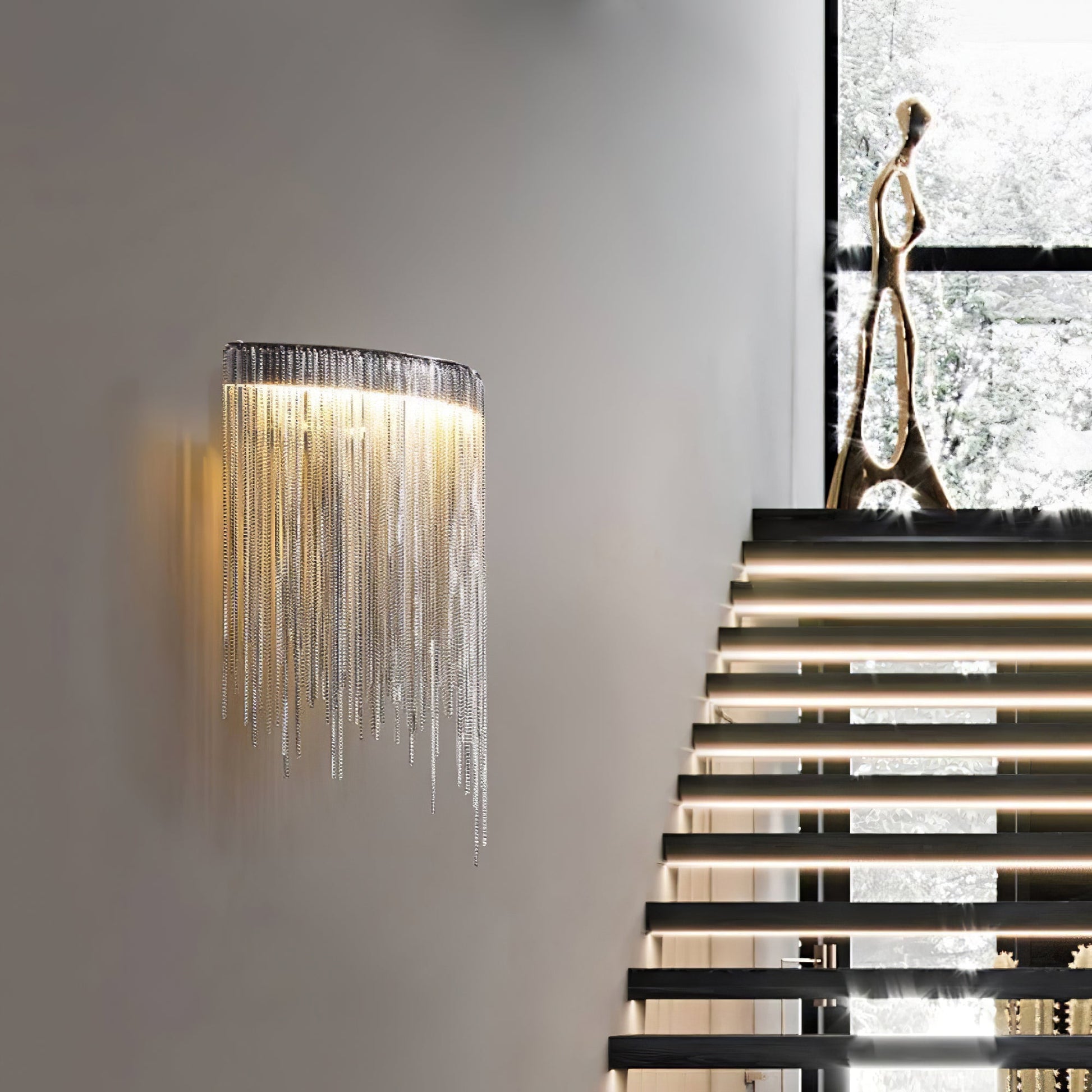 Cadena Tassel Wall Lamp | Metal & Stainless Steel | Gold or Chrome