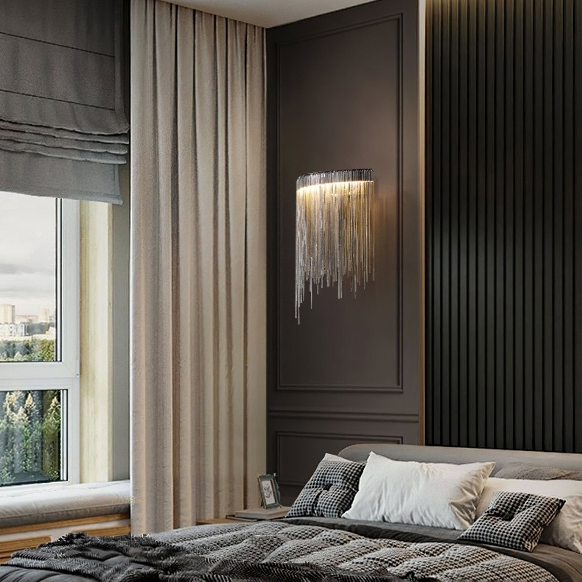 Cadena Tassel Wall Lamp | Metal & Stainless Steel | Gold or Chrome