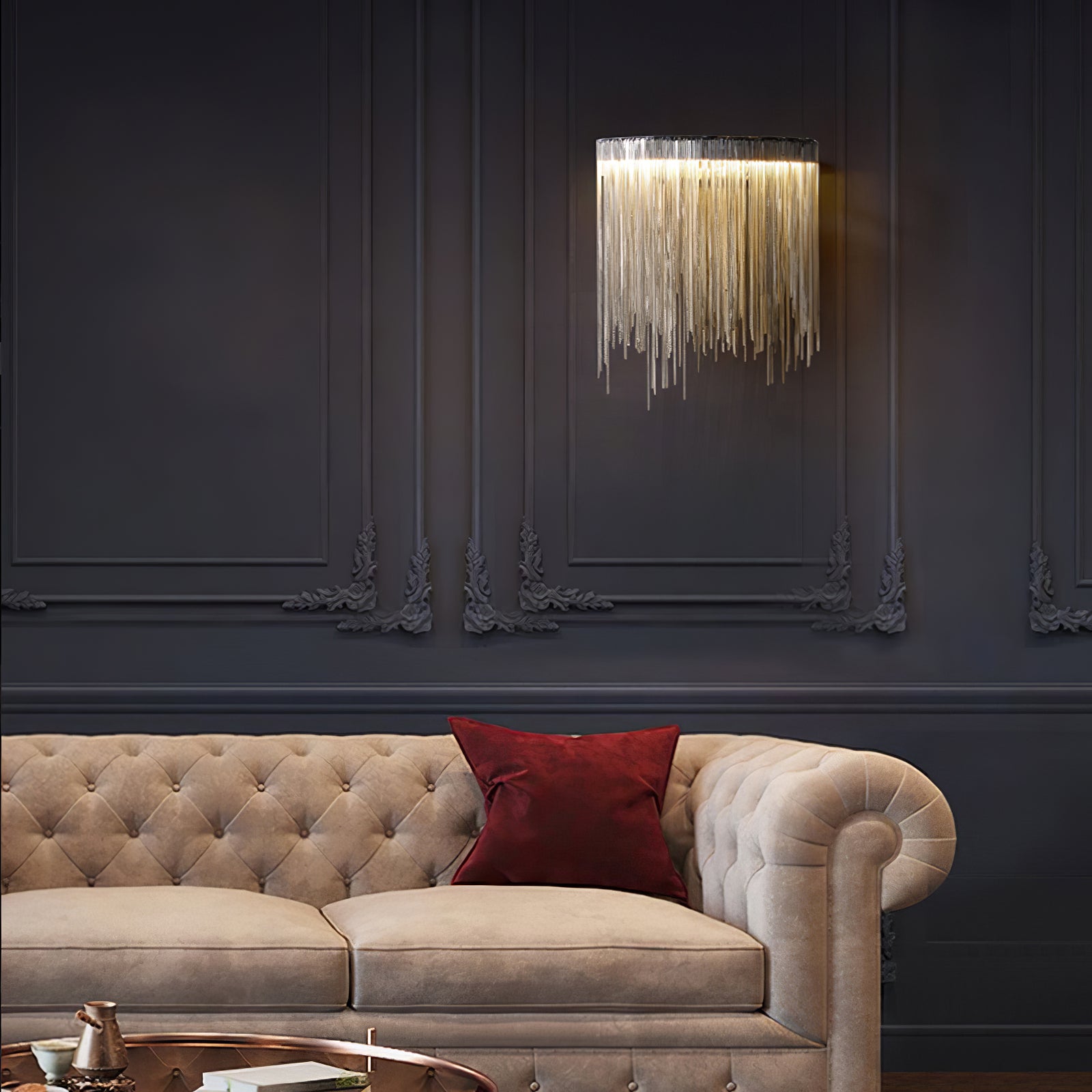 Cadena Tassel Wall Lamp | Metal & Stainless Steel | Gold or Chrome