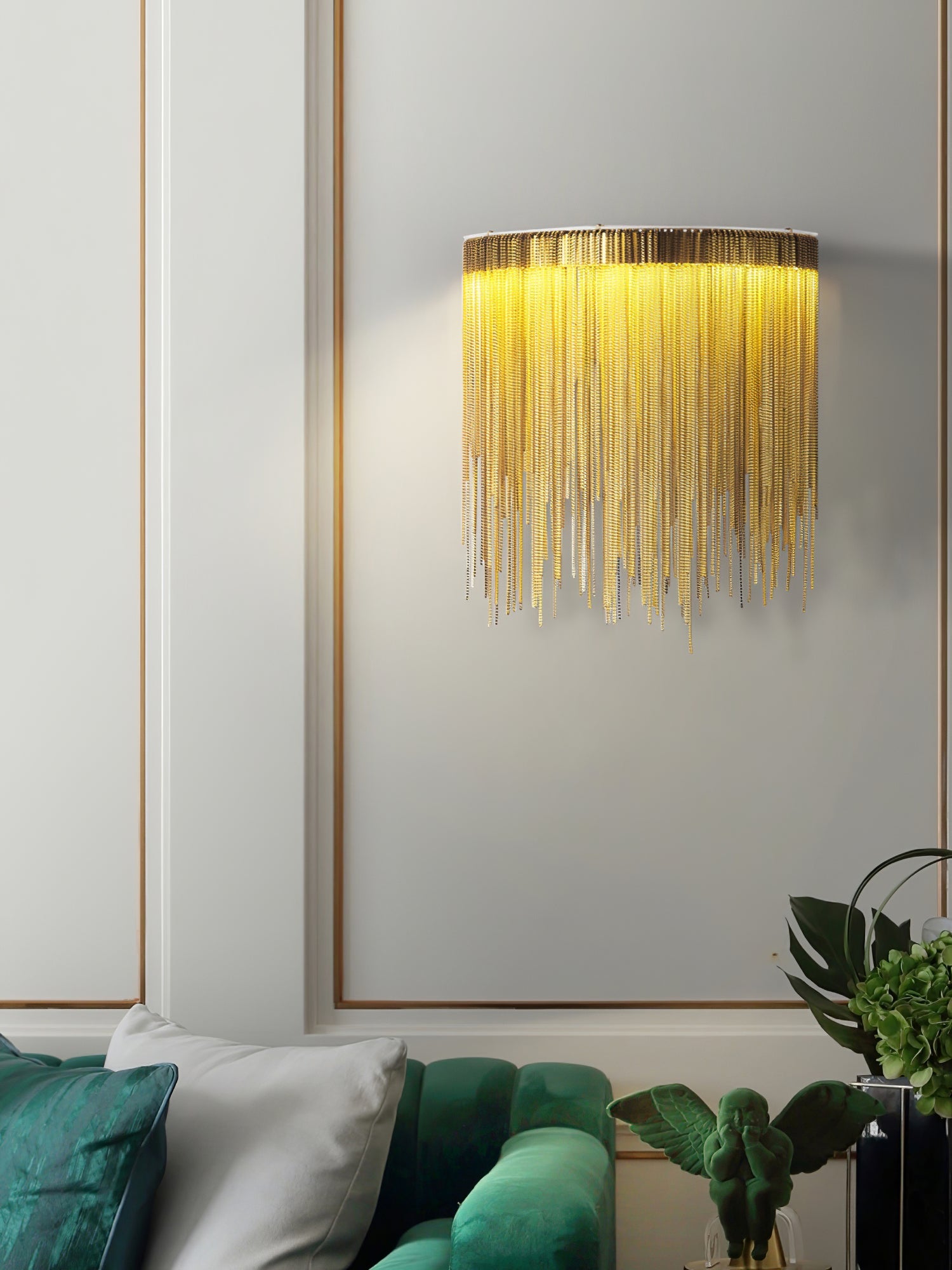 Cadena Tassel Wall Lamp | Metal & Stainless Steel | Gold or Chrome