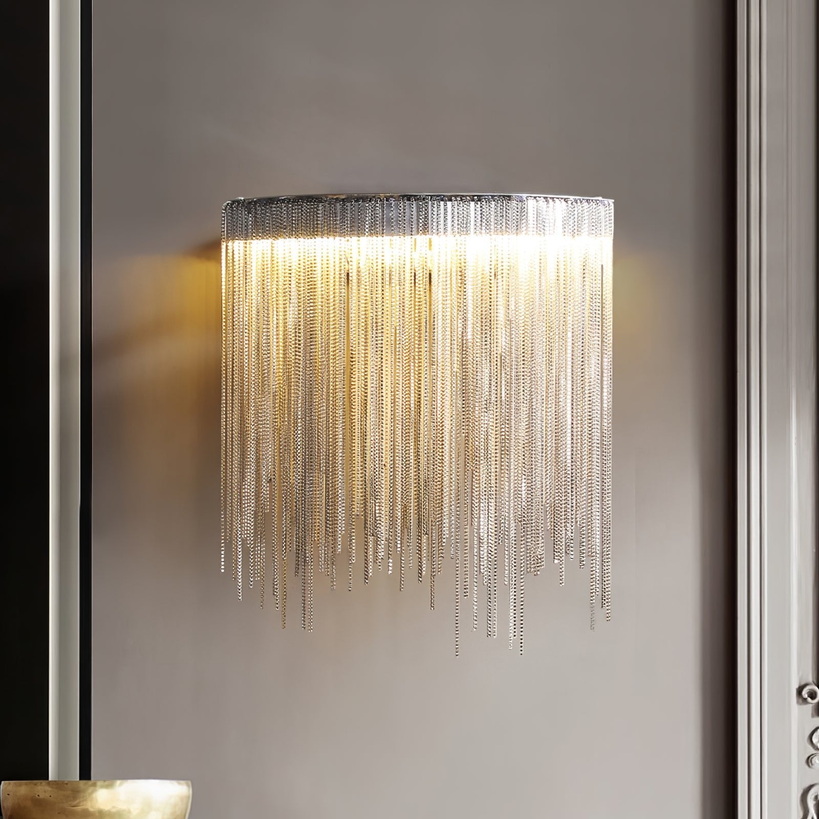 Cadena Tassel Wall Lamp | Metal & Stainless Steel | Gold or Chrome