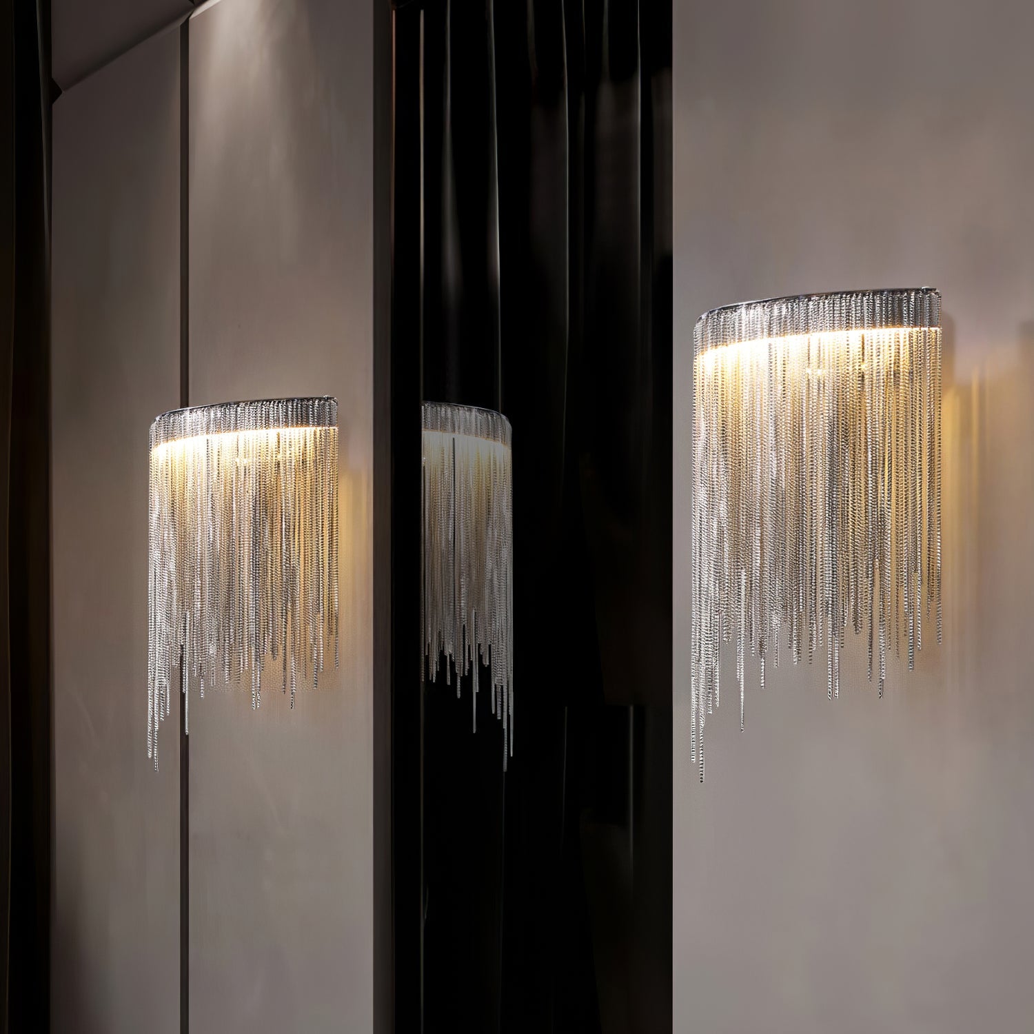 Cadena Tassel Wall Lamp | Metal & Stainless Steel | Gold or Chrome