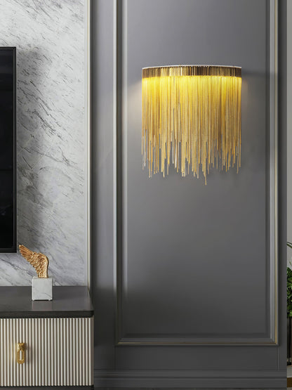 Cadena Tassel Wall Lamp | Metal & Stainless Steel | Gold or Chrome