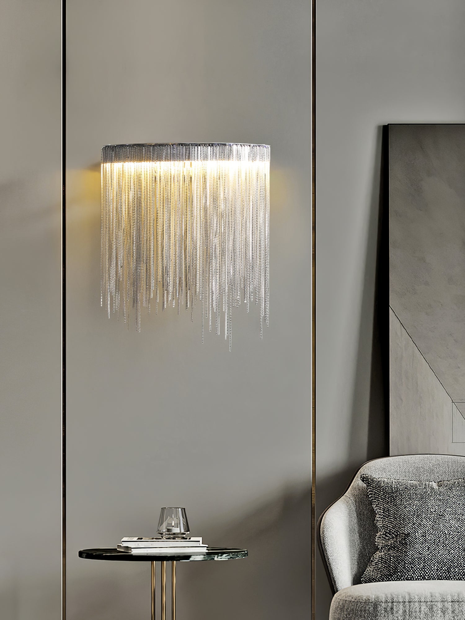 Cadena Tassel Wall Lamp | Metal & Stainless Steel | Gold or Chrome