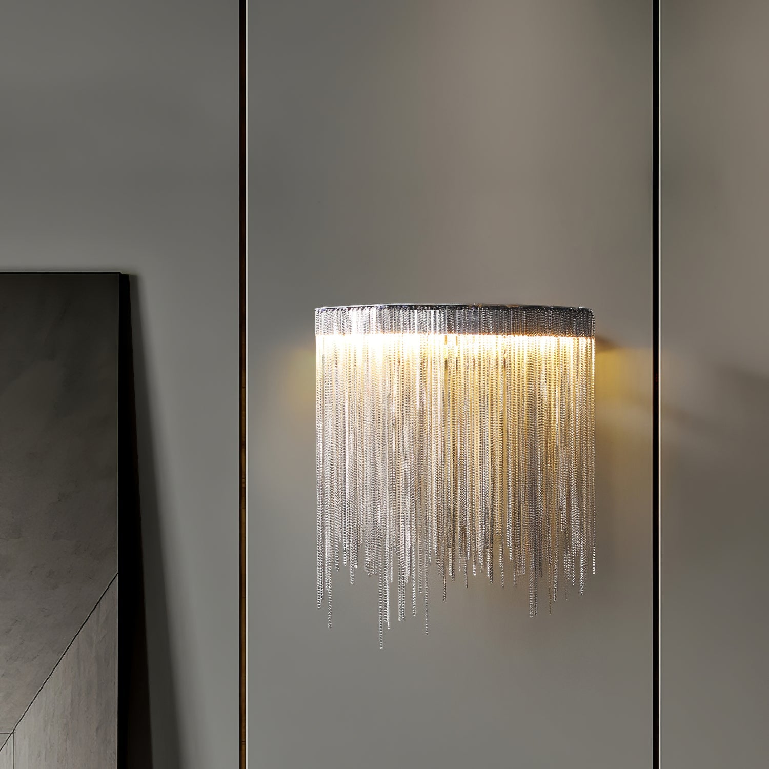 Cadena Tassel Wall Lamp | Metal & Stainless Steel | Gold or Chrome