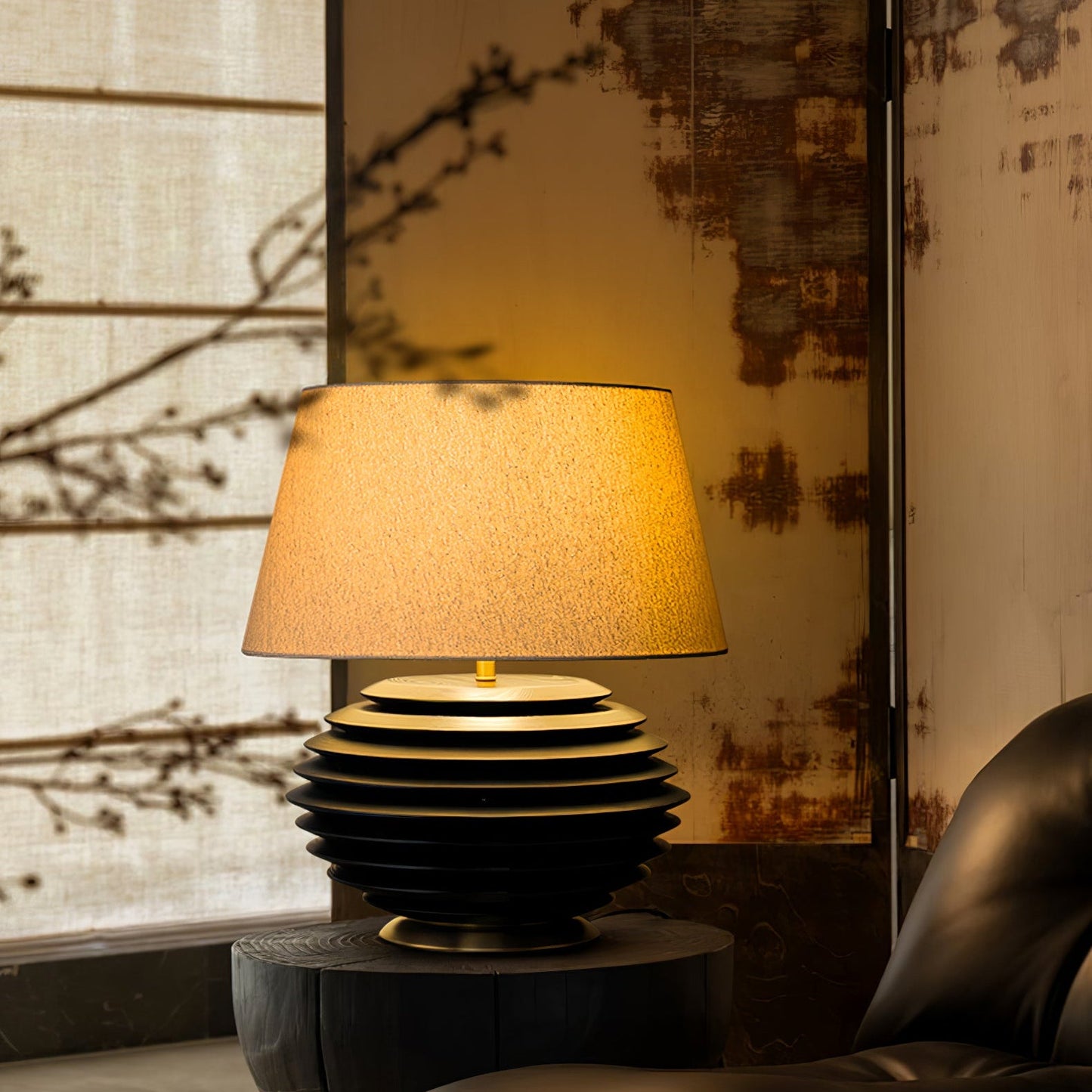 Cadence Table Lamp | Metal, Fabric, Wood | Grey Shade