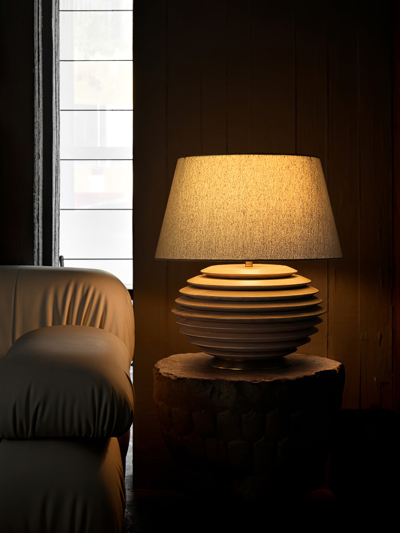 Cadence Table Lamp | Metal, Fabric, Wood | Grey Shade