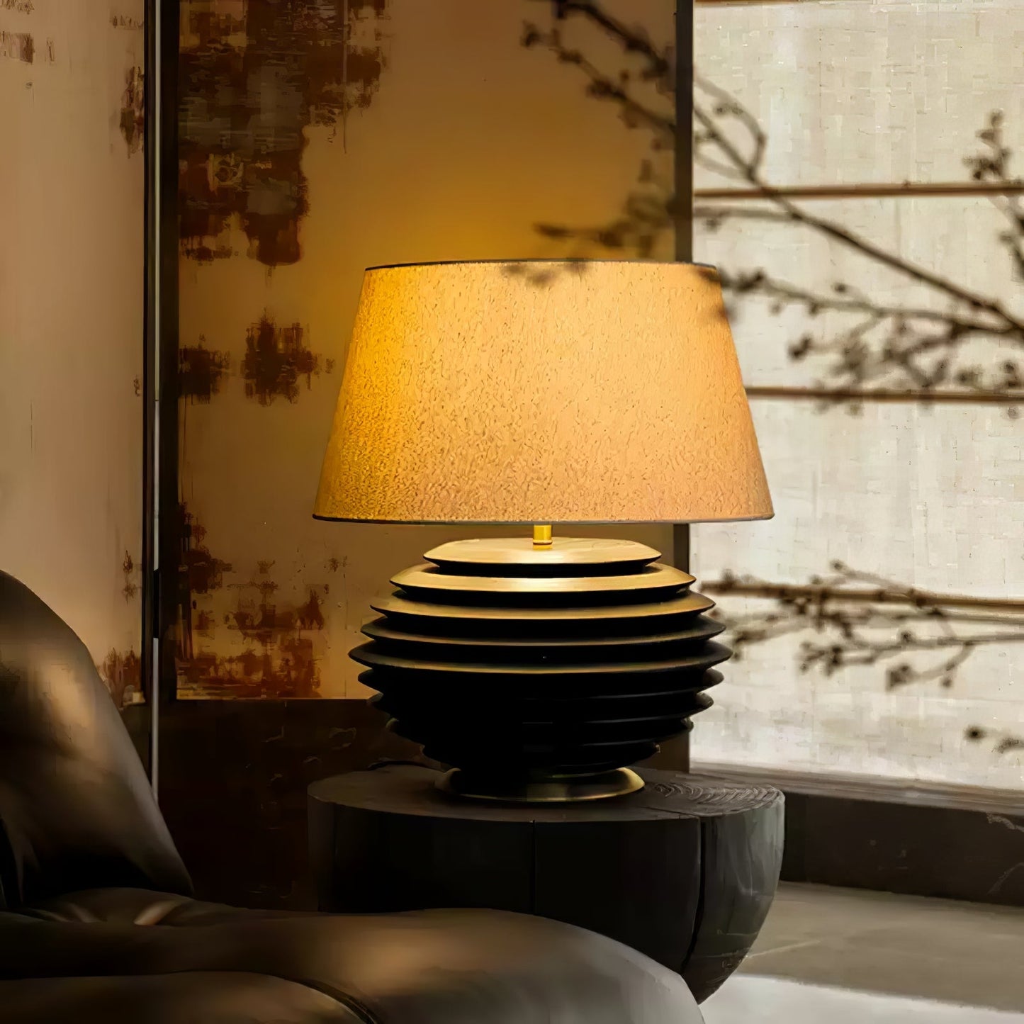 Cadence Table Lamp | Metal, Fabric, Wood | Grey Shade