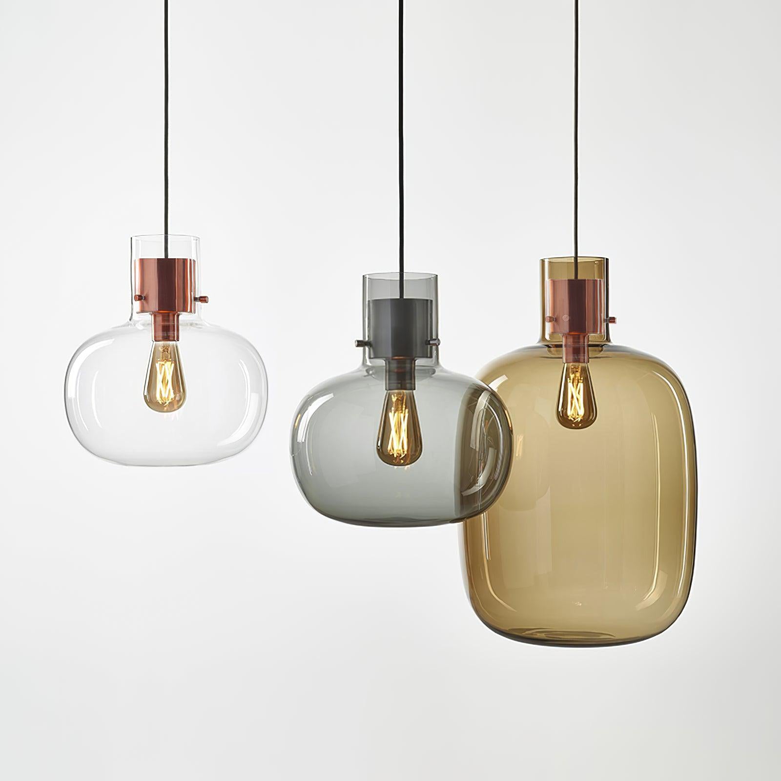 Cambre Glass Pendant Light | Metal & Glass | Rose Gold & Clear