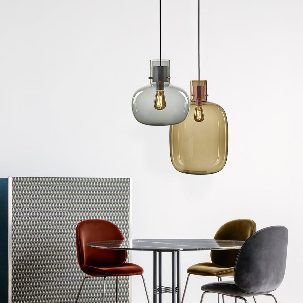 Cambre Glass Pendant Light | Metal & Glass | Rose Gold & Clear